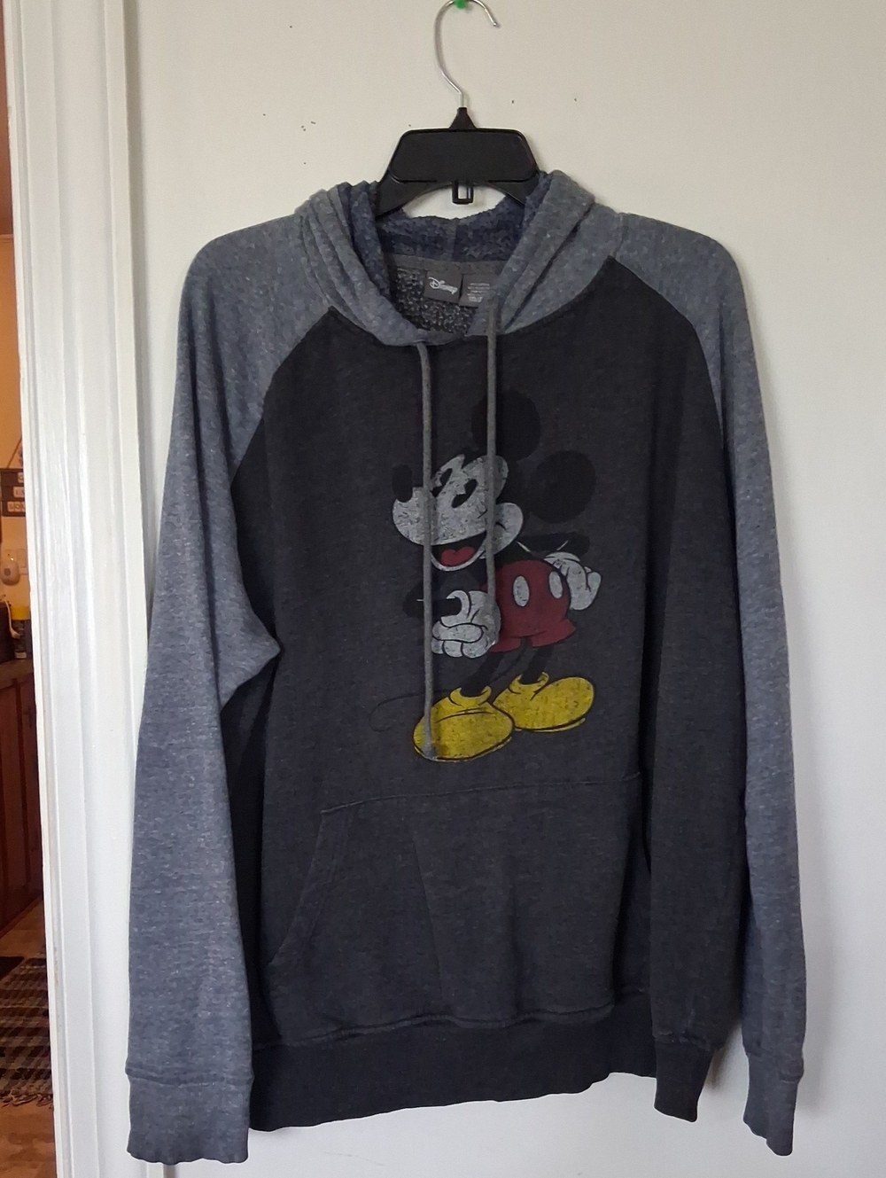Disney Charcoal and Heather Gray Mickey Mouse Hoodie with Yellow Shoes